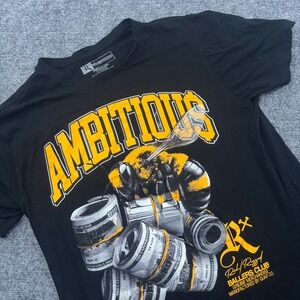 Rich/Rugged T-Shirt Medium Black Graphic Ambitious Bee Money Mens